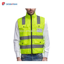 High Visibility Neon Grün Sicherheitsweste 4 Multifunktionstaschen mit Reißverschluss vorne und Reflexstreifen